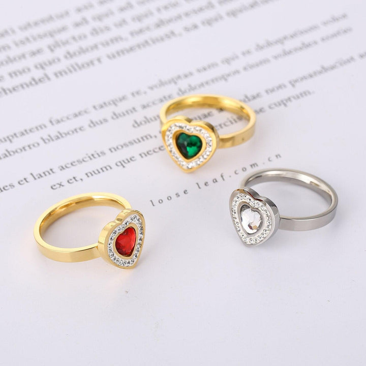 KALEN Vintage Heart Ring For Women Female Cute Finger Rings Romantic Birthday Gift For Girlfriend Fashion Zircon Stone Jewelry.