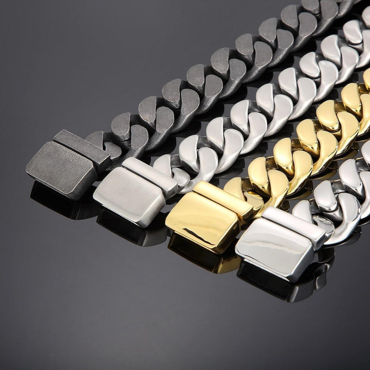 KALEN Vintage Heavy Men's Stainless Steel Bracelet Matte Wide Hand Wrist Chain Jewelry 3 Colors.