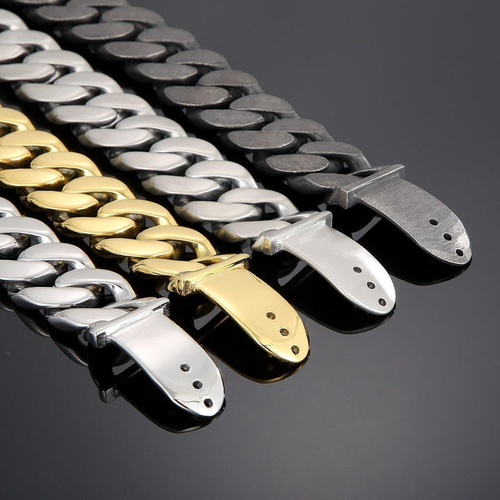 KALEN Vintage Heavy Men's Stainless Steel Bracelet Matte Wide Hand Wrist Chain Jewelry 3 Colors.