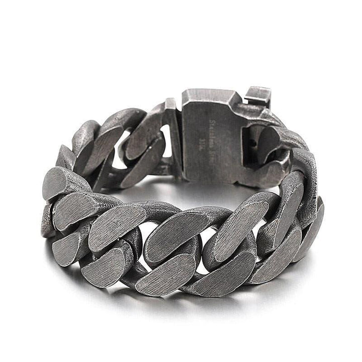 KALEN Vintage Heavy Men's Stainless Steel Bracelet Matte Wide Hand Wrist Chain Jewelry 3 Colors.