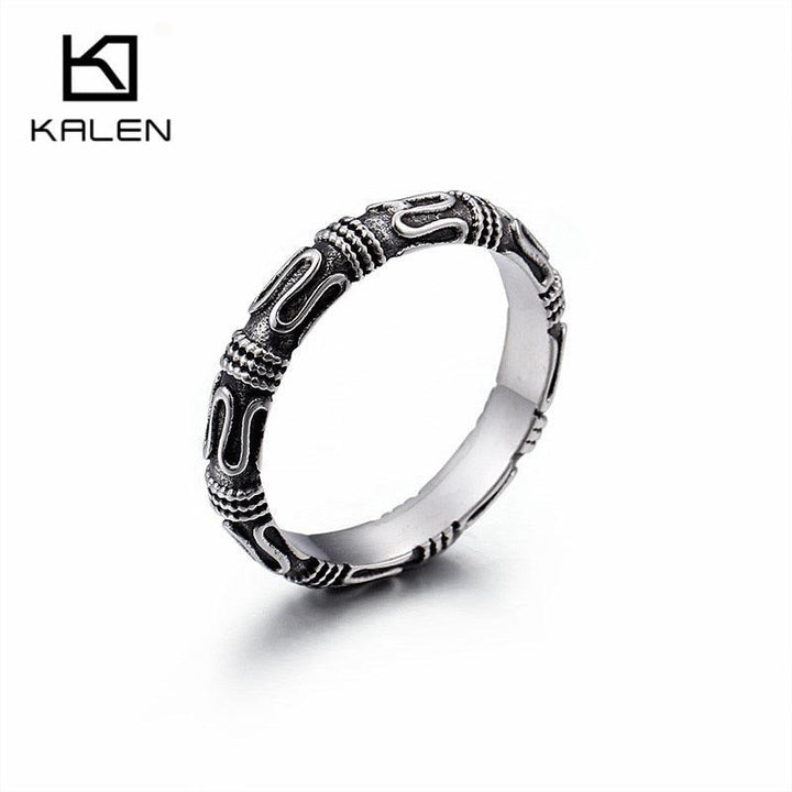 KALEN Vintage Men's Stainless Steel Rings Size 6-12 Homme Retro Finger Rings For Women Unisex Wholesale Jewelry 2020.
