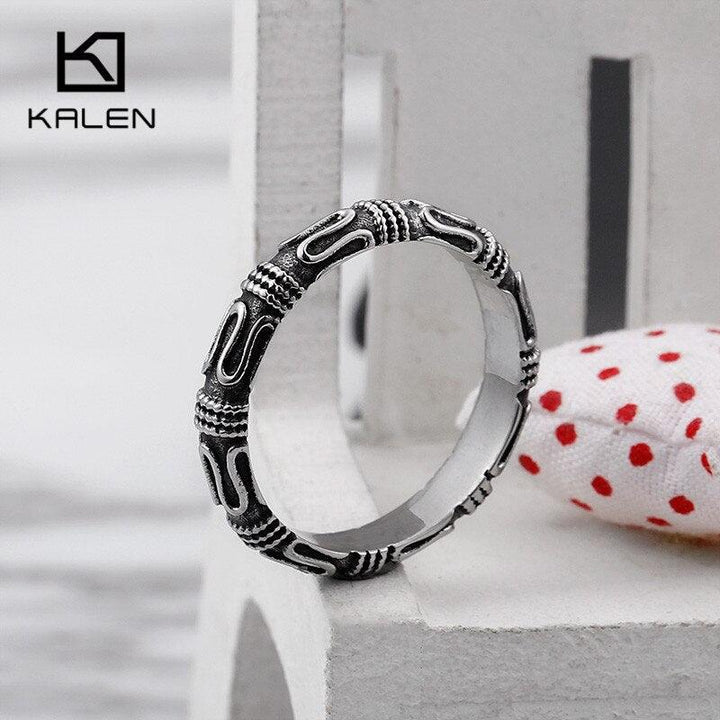 KALEN Vintage Men's Stainless Steel Rings Size 6-12 Homme Retro Finger Rings For Women Unisex Wholesale Jewelry 2020.