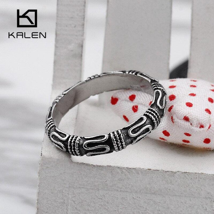 KALEN Vintage Men's Stainless Steel Rings Size 6-12 Homme Retro Finger Rings For Women Unisex Wholesale Jewelry 2020.