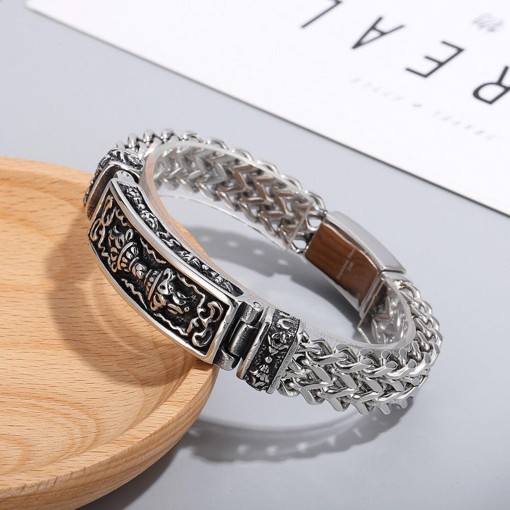 KALEN Vintage Mystic Symbols 21cm Woven Homme Bracelet  Stainless Steel Men's Mesh Chain Bracelets Jewelry.