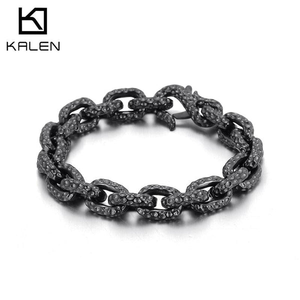 Kalen Vintage Nordic O-Chain Cuban Chain Featured Men's Stainless Steel Bracelet Jewelry.