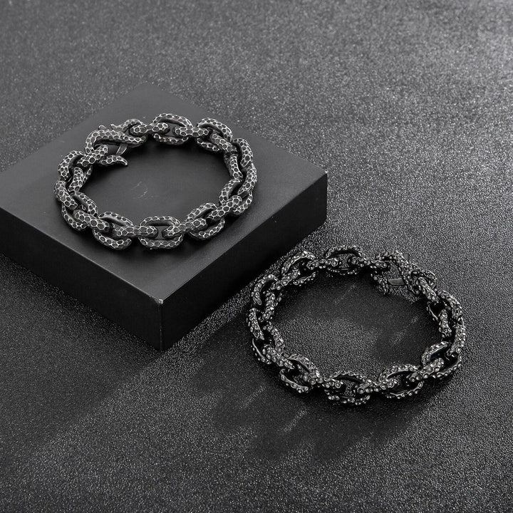 Kalen Vintage Nordic O-Chain Cuban Chain Featured Men's Stainless Steel Bracelet Jewelry.