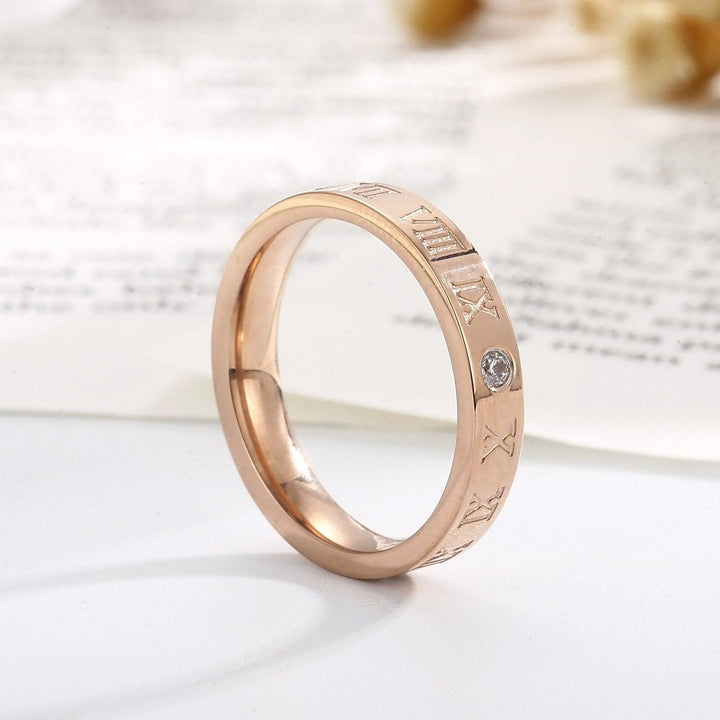 KALEN Vintage Roman Numerals Women Rings Temperament Fashion 4mm Width Stainless Steel Rings For Women Jewelry Gift.