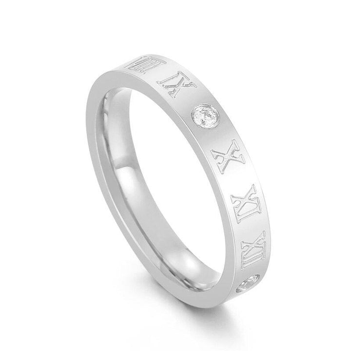 KALEN Vintage Roman Numerals Women Rings Temperament Fashion 4mm Width Stainless Steel Rings For Women Jewelry Gift.