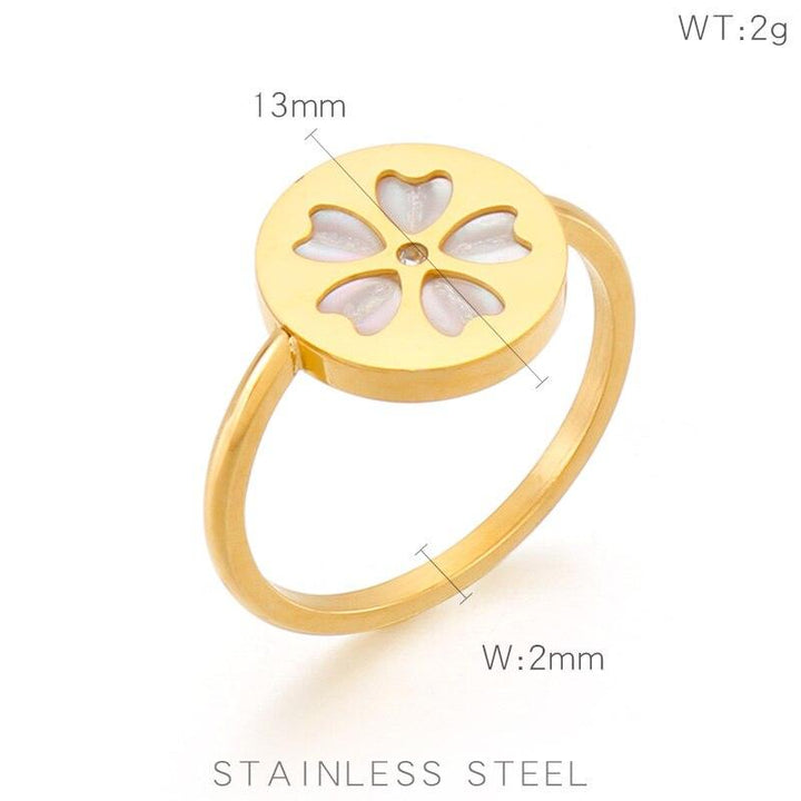 Kalen Vintage Shell Flower Rings For Women Korean Style Finger Geometry Ring Bride Wedding Engagement Statement Jewelry Gift.