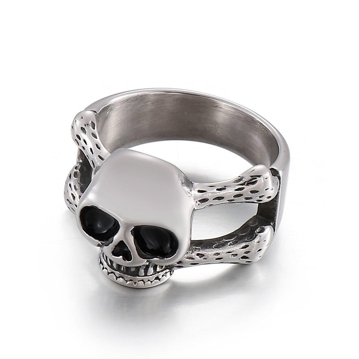 Kalen vintage Skull Bone Stainless Steel Ring For Men 16mm Wide Punk Ring Jewelry.