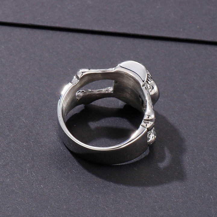 Kalen vintage Skull Bone Stainless Steel Ring For Men 16mm Wide Punk Ring Jewelry.