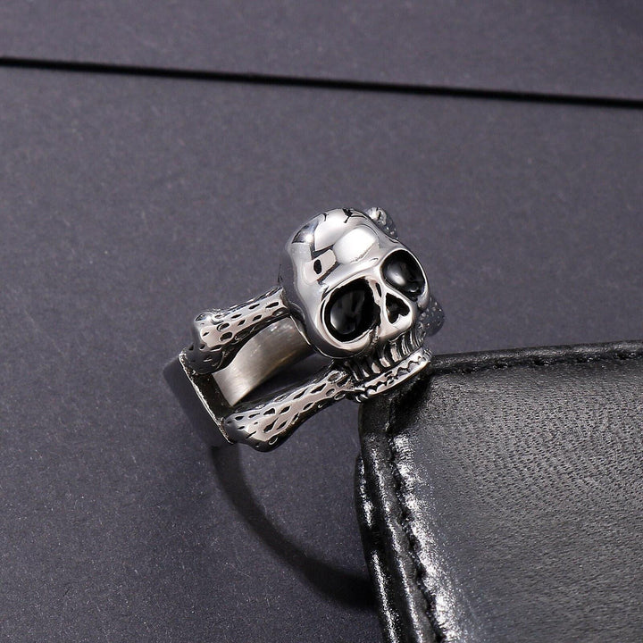 Kalen vintage Skull Bone Stainless Steel Ring For Men 16mm Wide Punk Ring Jewelry.