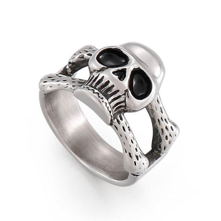 Kalen vintage Skull Bone Stainless Steel Ring For Men 16mm Wide Punk Ring Jewelry.