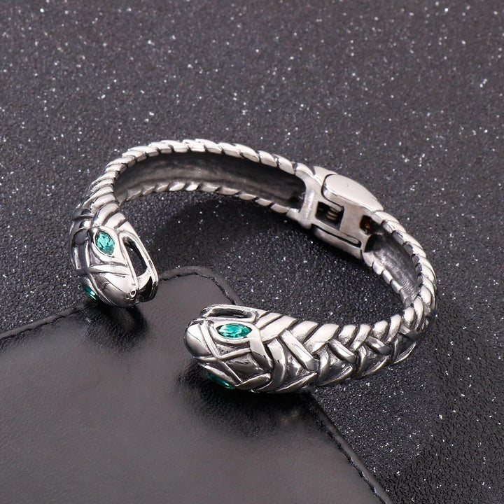 Kalen Vintage Snake Open Bangles High Quality Stainless Steel Punk Bracelet Heavy Metal Rock Party.