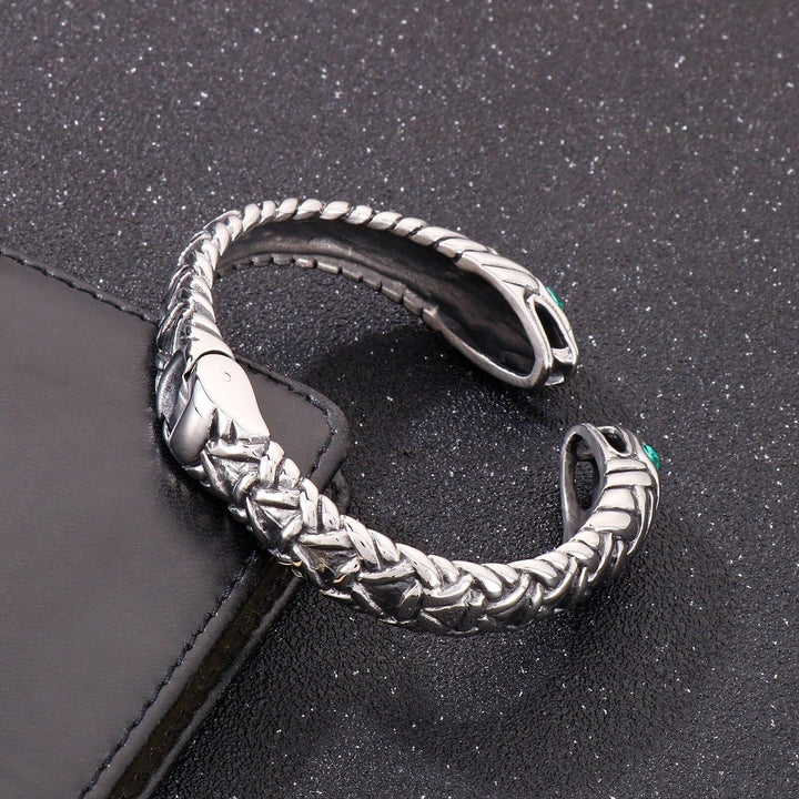 Kalen Vintage Snake Open Bangles High Quality Stainless Steel Punk Bracelet Heavy Metal Rock Party.