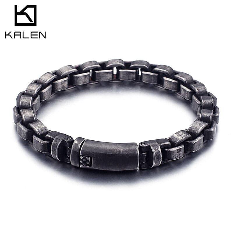 KALEN Vintage Stainless Steel Matte Link Chain Bracelet Man  Box Chain Bracelet Masculina Jewelry Accessories.