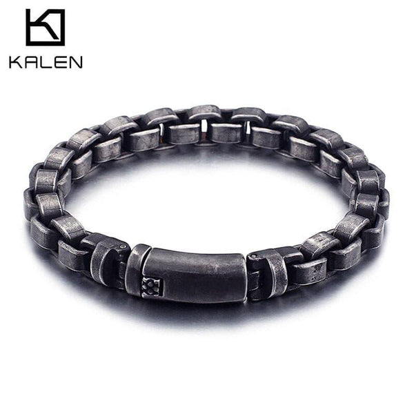 KALEN Vintage Stainless Steel Matte Link Chain Bracelet Man  Box Chain Bracelet Masculina Jewelry Accessories.