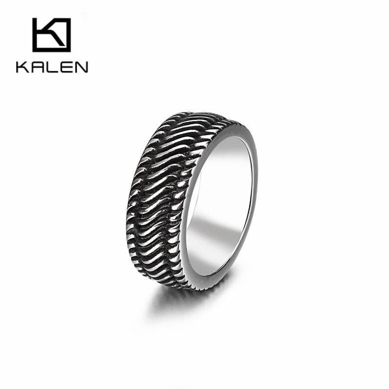 KALEN Vintage Stainless Steel Men's Rings Size 7-12 Boho Arrow Pattern Charm Finger Rings Cocktail Party Midi Rings Jewelry.