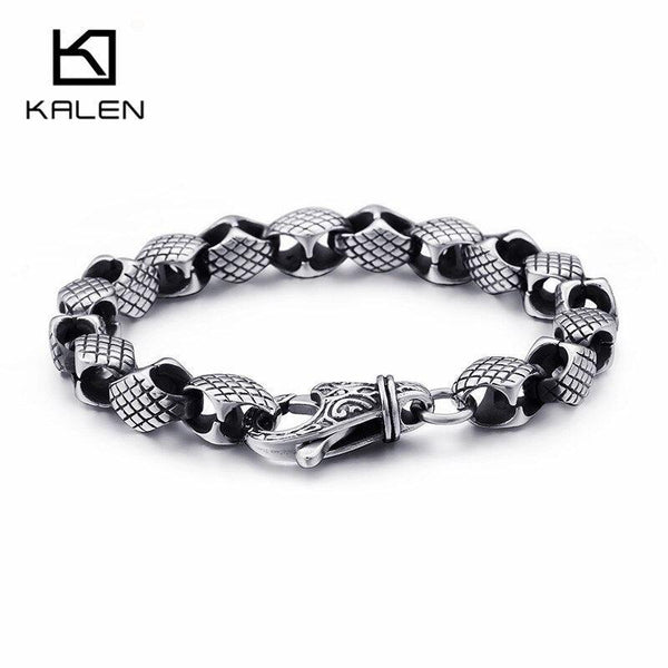 KALEN Vintage Stainless Steel Snake Chain Linking Bracelets Men 22cm Metal   Link Chain Armband Jewelry.