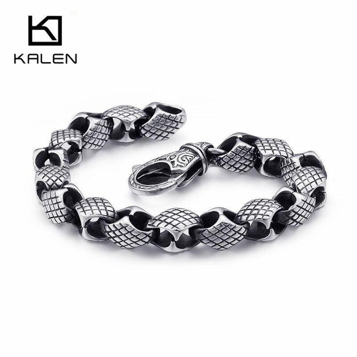 KALEN Vintage Stainless Steel Snake Chain Linking Bracelets Men 22cm Metal   Link Chain Armband Jewelry.