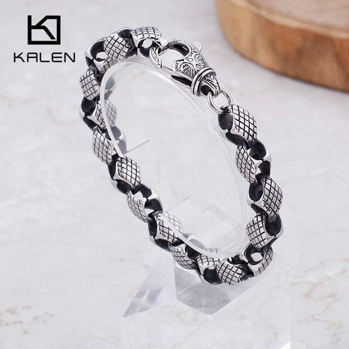 KALEN Vintage Stainless Steel Snake Chain Linking Bracelets Men 22cm Metal   Link Chain Armband Jewelry.