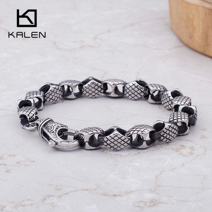 KALEN Vintage Stainless Steel Snake Chain Linking Bracelets Men 22cm Metal   Link Chain Armband Jewelry.