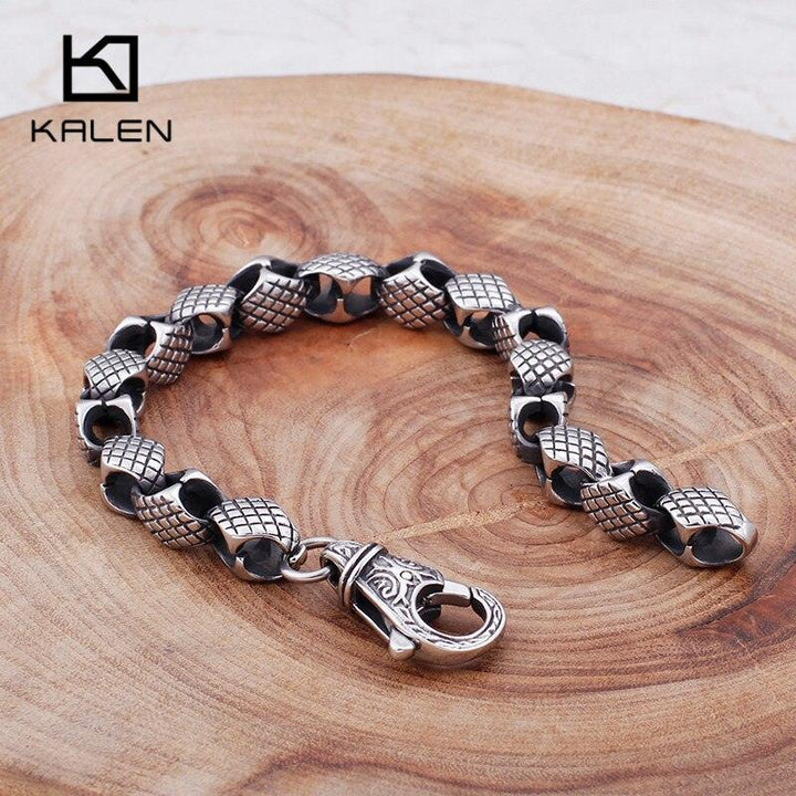 KALEN Vintage Stainless Steel Snake Chain Linking Bracelets Men 22cm Metal   Link Chain Armband Jewelry.