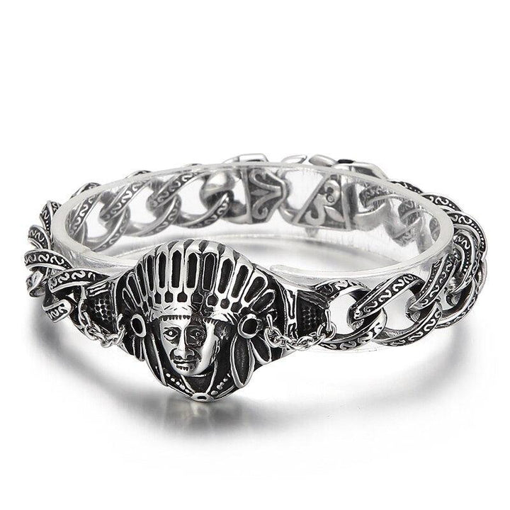 Kalen Vintage Tiger Bracelet Engraved Wristband Men's Stainless Steel Jewelry Charm Chain Punk Gothic Unique Accessories Gift.