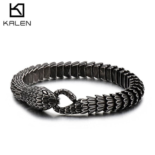 Kalen Viper Bracelet Snake Head Charm Bracelets Men Women Stainless Steel Jewellry  Blessing  Punk Animal Bangle.