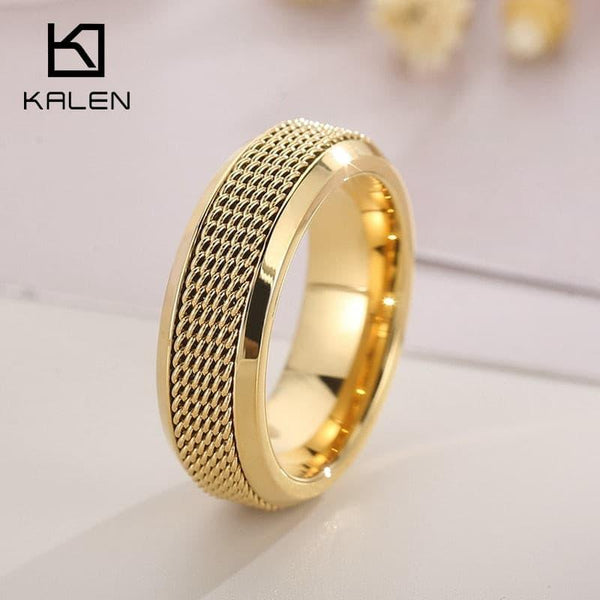 KALEN Waterproof Wedding Ring for Women Men Couple Rings Chunky Geometric Circle Minimalist Ring New Fashion Jewelry Gift.