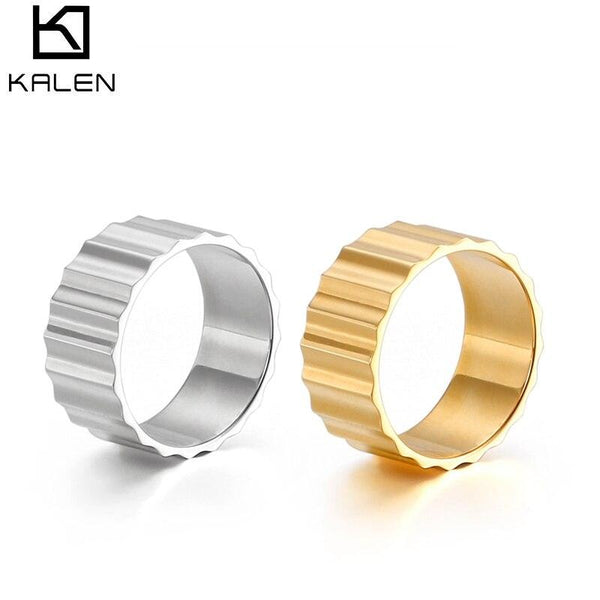 KALEN Wave Surface Wide Geometric Metal Simple Design Classic New Product  Stainless Ring  Jewelry Gift For Female.