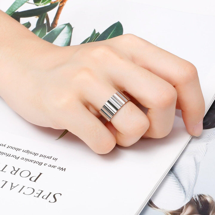 KALEN Wave Surface Wide Geometric Metal Simple Design Classic New Product  Stainless Ring  Jewelry Gift For Female.