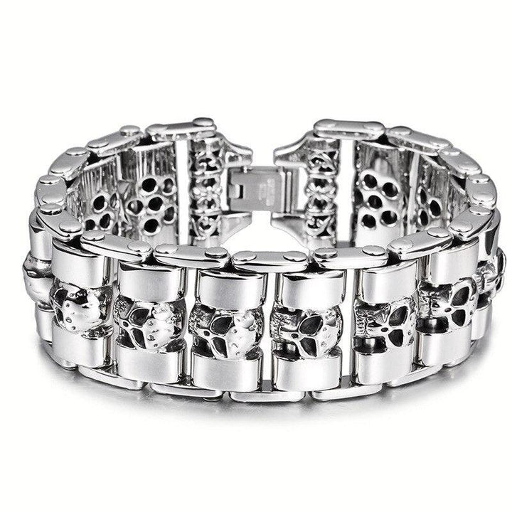 Kalen Trend Wolf Head Wide Bracelet Mechanical Chain High Quality Men's Stainless Steel Bracelets.