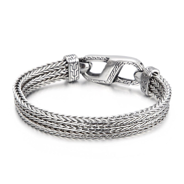 Kalen10mm Stainless Steel Woven Chain Men's Bracelet Simple Spring Clasp Jewelry Gift Accessories Gothic.