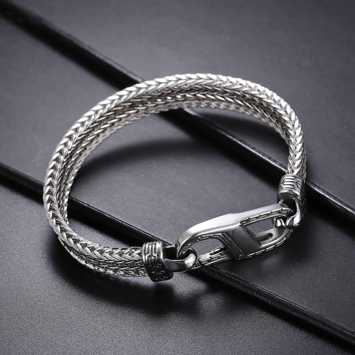 Kalen10mm Stainless Steel Woven Chain Men's Bracelet Simple Spring Clasp Jewelry Gift Accessories Gothic.