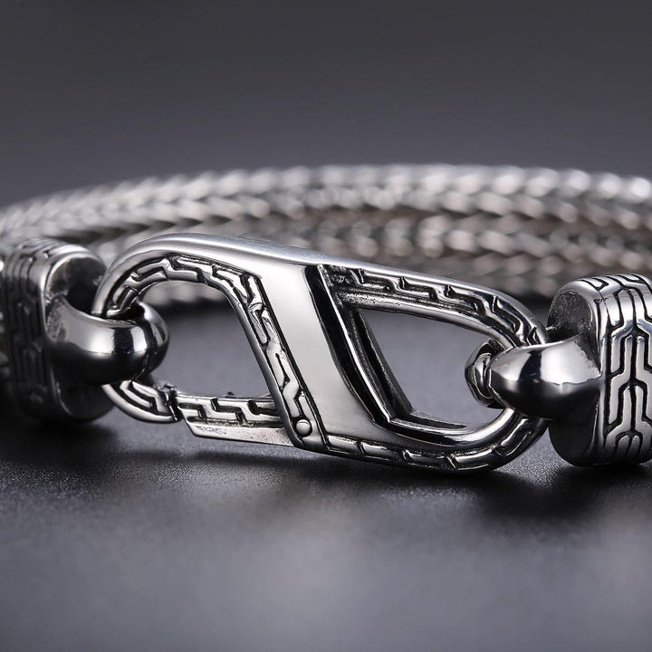 Kalen10mm Stainless Steel Woven Chain Men's Bracelet Simple Spring Clasp Jewelry Gift Accessories Gothic.