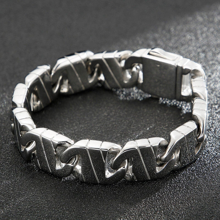 Kalen14mm Irregular Geometric Pattern Splicing Chain Charm Men's Simple Bracelet Light Jewelry.