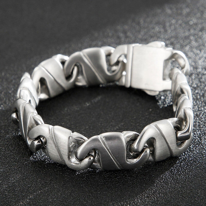 Kalen14mm Irregular Geometric Pattern Splicing Chain Charm Men's Simple Bracelet Light Jewelry.