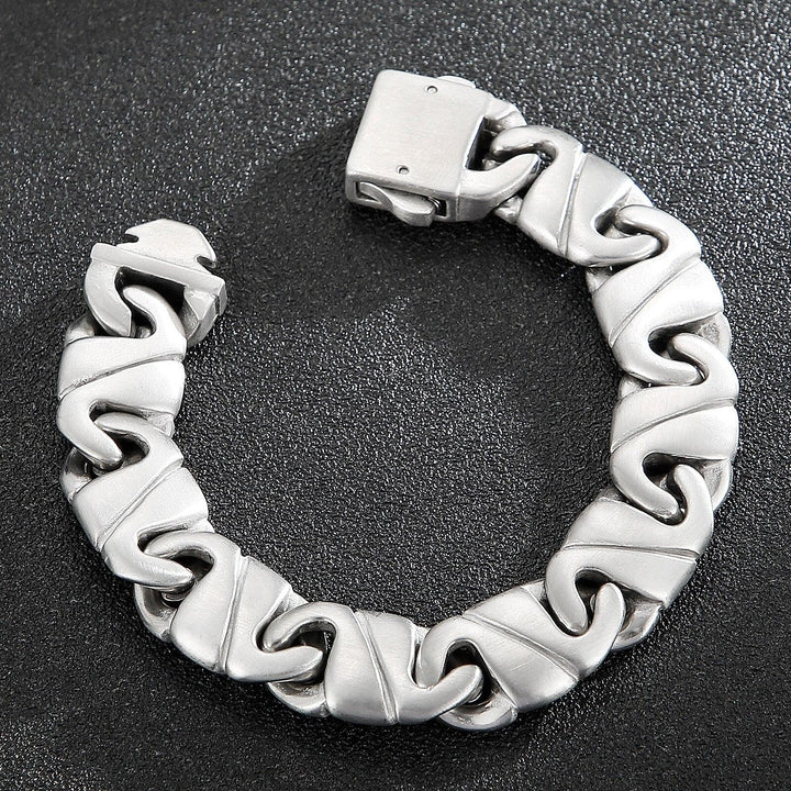 Kalen14mm Irregular Geometric Pattern Splicing Chain Charm Men's Simple Bracelet Light Jewelry.