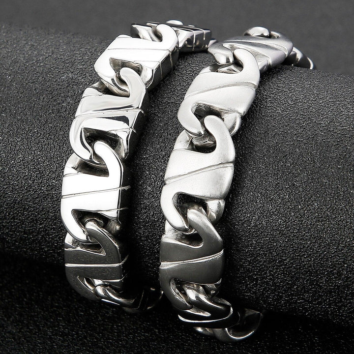 Kalen14mm Irregular Geometric Pattern Splicing Chain Charm Men's Simple Bracelet Light Jewelry.