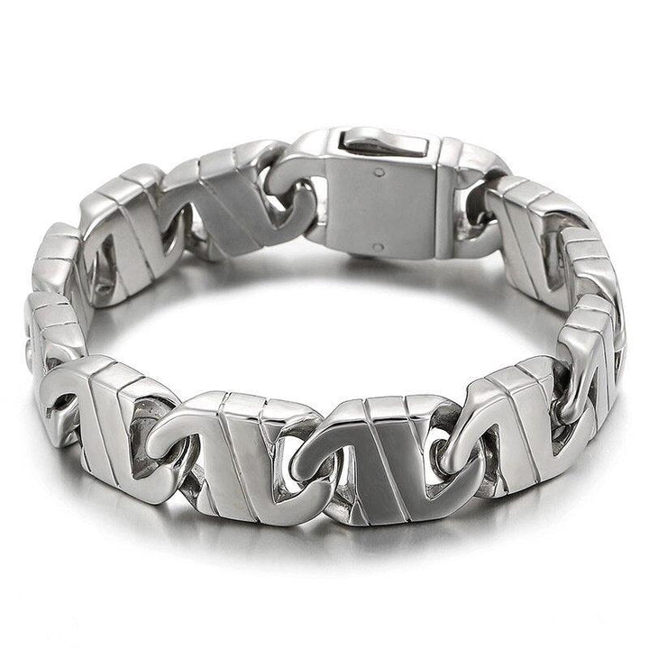 Kalen14mm Irregular Geometric Pattern Splicing Chain Charm Men's Simple Bracelet Light Jewelry.