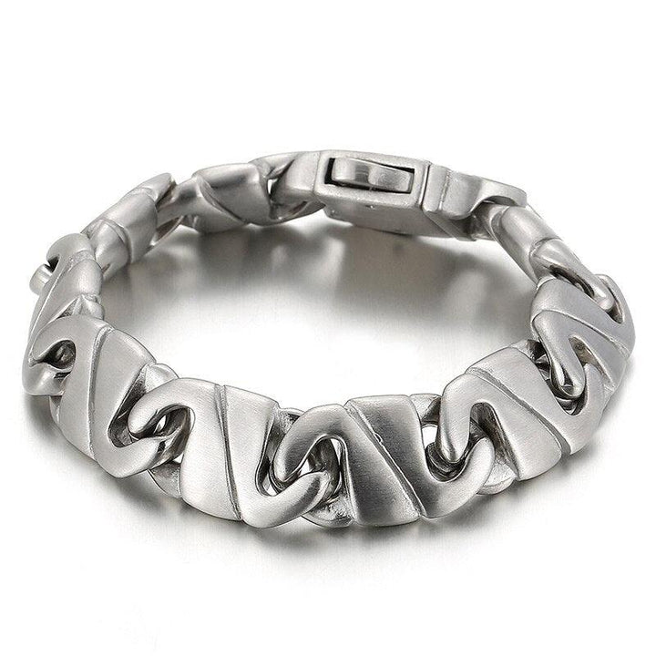 Kalen14mm Irregular Geometric Pattern Splicing Chain Charm Men's Simple Bracelet Light Jewelry.