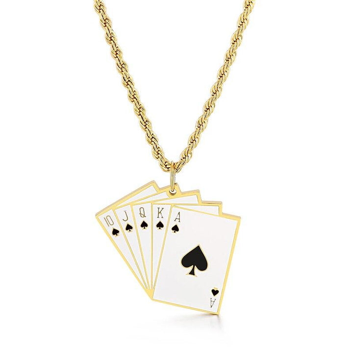 KALEN Lucky Ace Of Spades Mens Necklace Poker Pendant For Male Stainless Steel Casino Fortune Playing Cards Jewelry 2020.