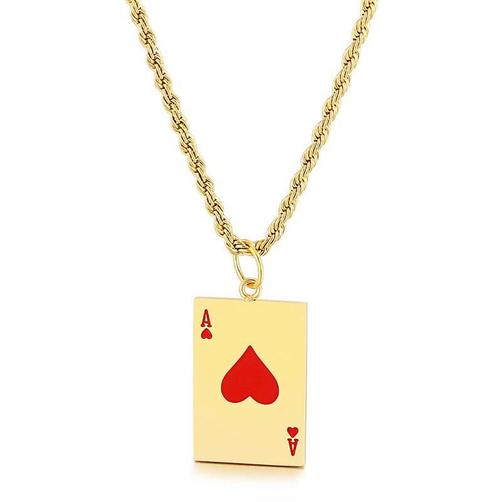 KALEN Lucky Ace Of Spades Mens Necklace Poker Pendant For Male Stainless Steel Casino Fortune Playing Cards Jewelry 2020.