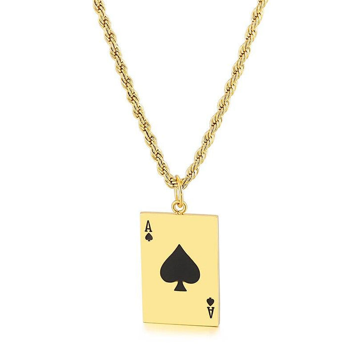 KALEN Lucky Ace Of Spades Mens Necklace Poker Pendant For Male Stainless Steel Casino Fortune Playing Cards Jewelry 2020.