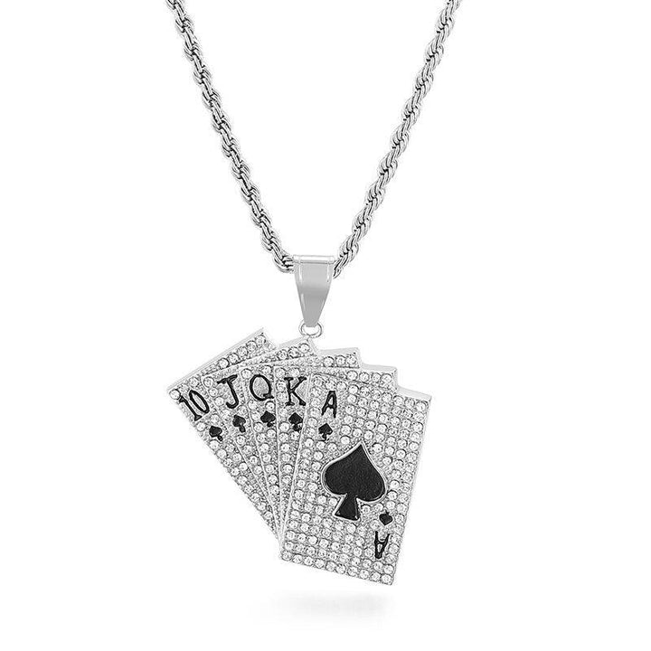 KALEN Lucky Ace Of Spades Mens Necklace Poker Pendant For Male Stainless Steel Casino Fortune Playing Cards Jewelry 2020.