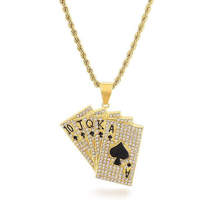 KALEN Lucky Ace Of Spades Mens Necklace Poker Pendant For Male Stainless Steel Casino Fortune Playing Cards Jewelry 2020.