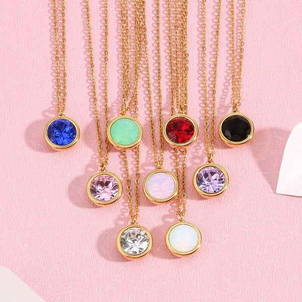 Kalen Bohemia Multicolour Zircon Chain Pendant Necklaces For Women Gold Color Stainless Steel Charm Choker Romantic Women Gifts.