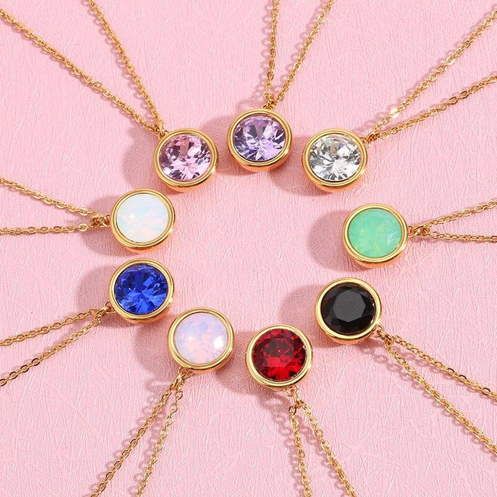 Kalen Bohemia Multicolour Zircon Chain Pendant Necklaces For Women Gold Color Stainless Steel Charm Choker Romantic Women Gifts.