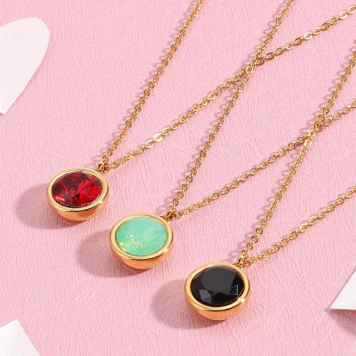 Kalen Bohemia Multicolour Zircon Chain Pendant Necklaces For Women Gold Color Stainless Steel Charm Choker Romantic Women Gifts.